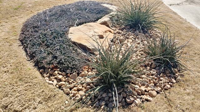 Landscaping with boulder stones