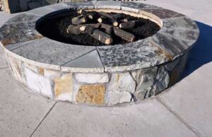 Outdoor stone fire pit install
